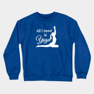 All I Need is Yoga | White | Cyan Crewneck Sweatshirt